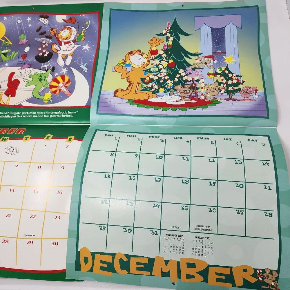 Lot of 2 Vtg 2000 & 2002 Garfield the Cat Wall Calendars 13